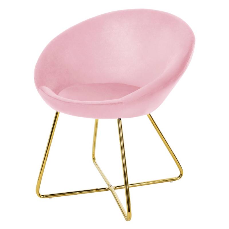 ML-Design Esszimmerstuhl mit Runder Rückenlehne Rosa aus Samt von ML-Design