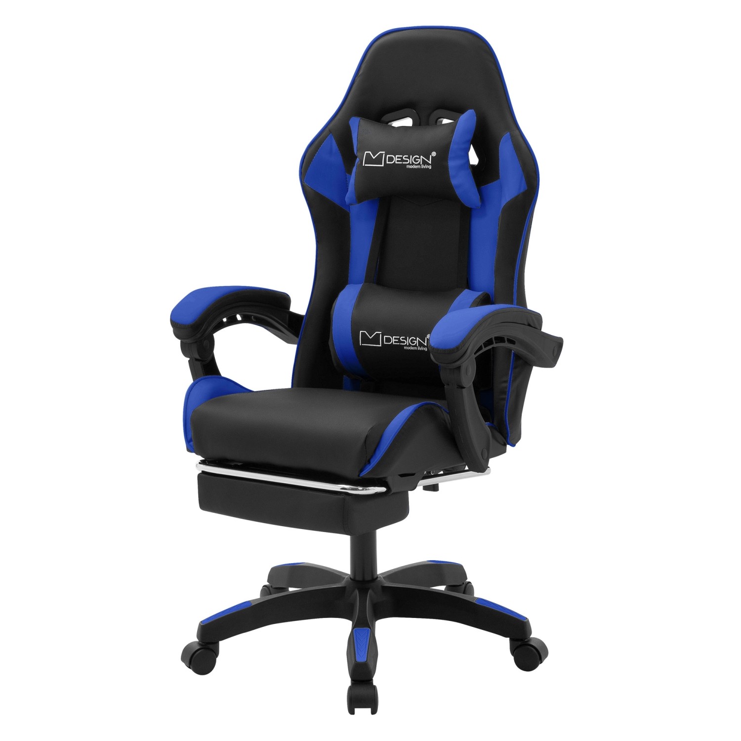 ML-Design Gaming Stuhl mit Fußstütze Schwarz-Blau aus Kunstleder ML-Design Gaming Stuhl mit Fußstütze Schwarz-Blau aus Kunstleder von ML-Design