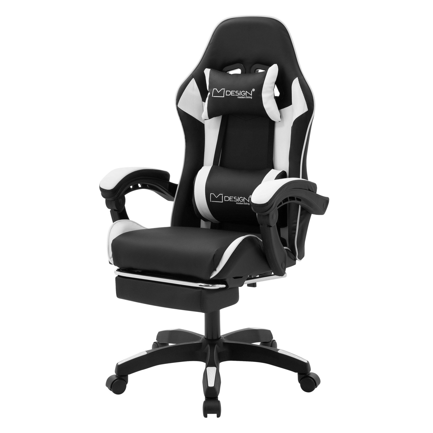 ML-Design Gaming Stuhl mit Fußstütze Schwarz-Weiß aus Kunstleder ML-Design Gaming Stuhl mit Fußstütze Schwarz-Weiß aus Kunstleder von ML-Design