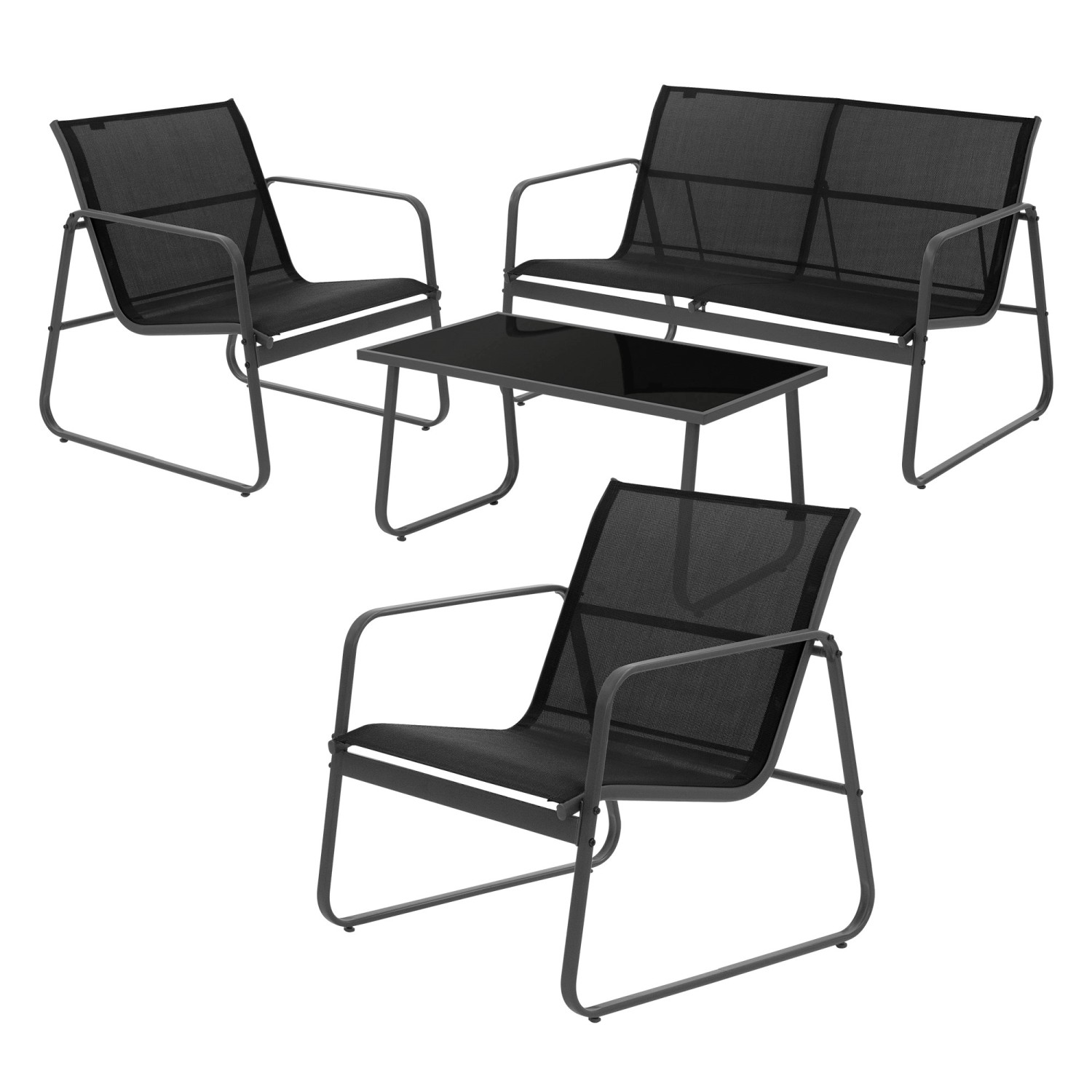 ML-Design Gartenmöbel Set 4-Tlg Schwarz aus Stahl und Textilene für 4 Personen ML-Design Gartenmöbel Set 4-Tlg Schwarz aus Stahl und Textilene für 4 Personen von ML-Design
