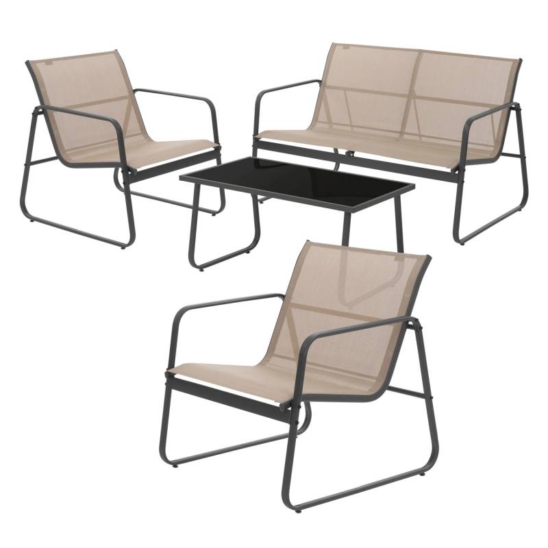 ML-Design Gartenmöbel Set 4-Tlg Taupe aus Stahl und Textilene für 4 Personen von ML-Design
