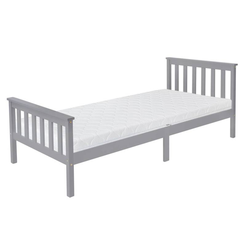 ML-Design Holzbett mit Lattenrost 90x200cm Hellgrau mit Matratze H16cm von ML-Design