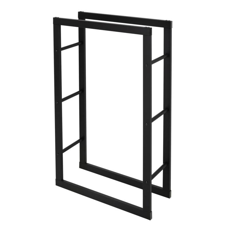 ML-Design Kaminholzregal 60x100x25cm Rechteckig Schwarz aus Metall Innen/Außen von ML-Design
