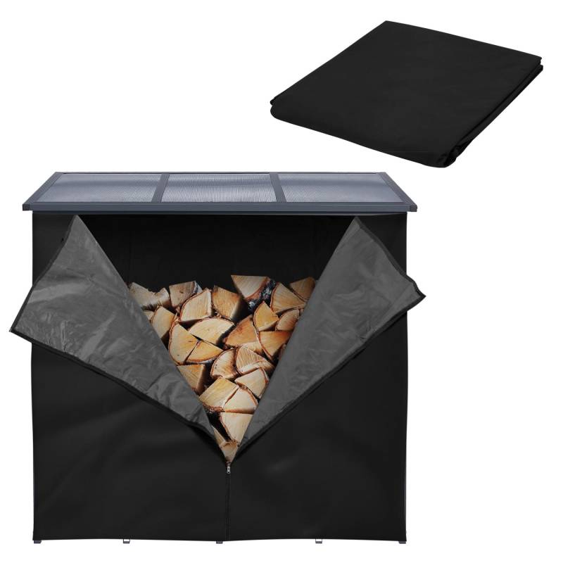 ML-Design Kaminholzregal Abdeckung LxH 185x125 cm Schwarz Wetterfest von ML-Design