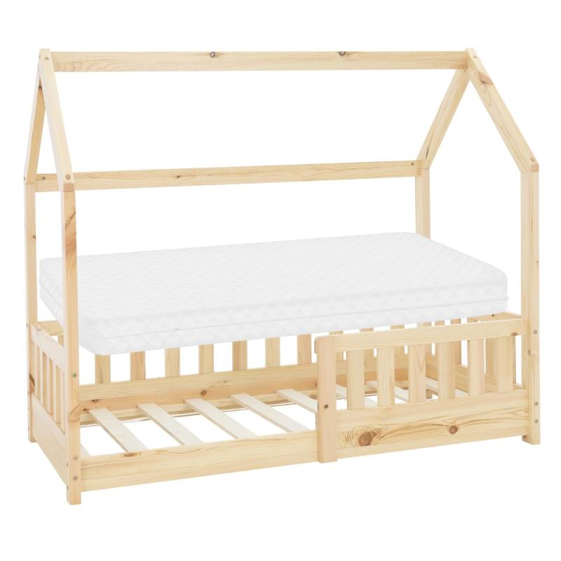 ML-Design Kinderbett 70x140 cm Natur mit Matratze Rausfallschutz Massivholz von ML-Design