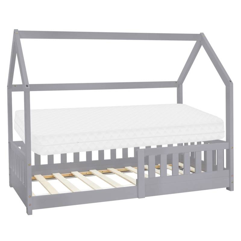 ML-Design Kinderbett 80x160 cm Hellgrau mit Matratze Rausfallschutz Lattenrost von ML-Design