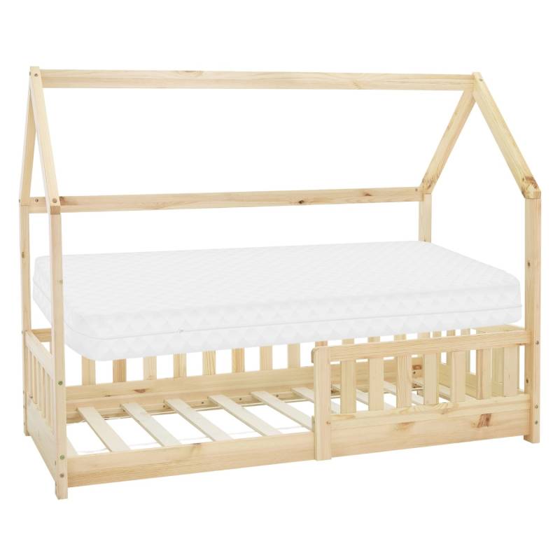 ML-Design Kinderbett 80x160 cm Natur mit Matratze Rausfallschutz Massivholz von ML-Design