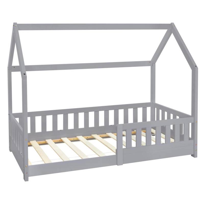 ML-Design Kinderbett 80x160 cm mit Rausfallschutz Lattenrost Hellgrau von ML-Design