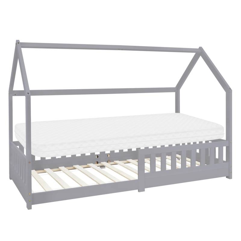 ML-Design Kinderbett 90x200 cm Hellgrau mit Matratze H10cm Massivholz von ML-Design