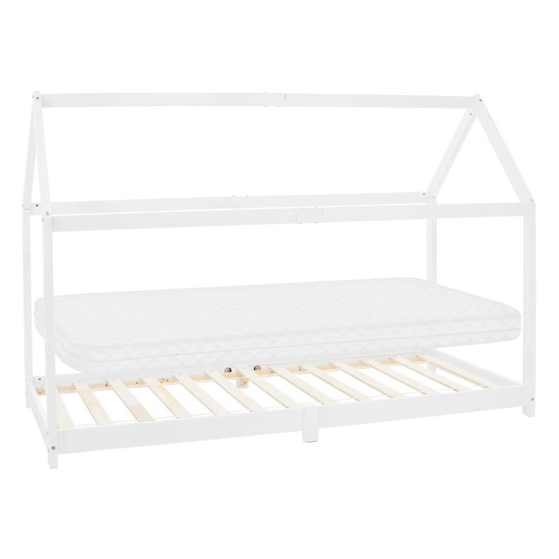 ML-Design Kinderbett 90x200 cm Weiß mit Matratze H10 cm Lattenrost von ML-Design
