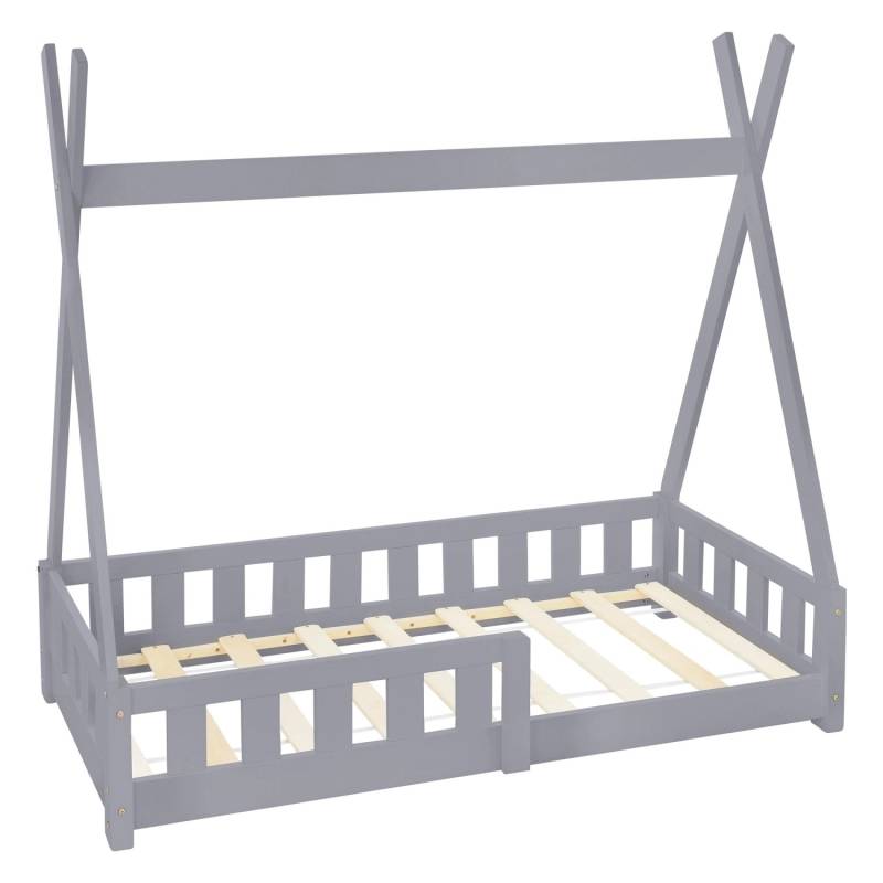 ML-Design Kinderbett Tipi 70x140 cm Hellgrau Rausfallschutz Lattenrost von ML-Design