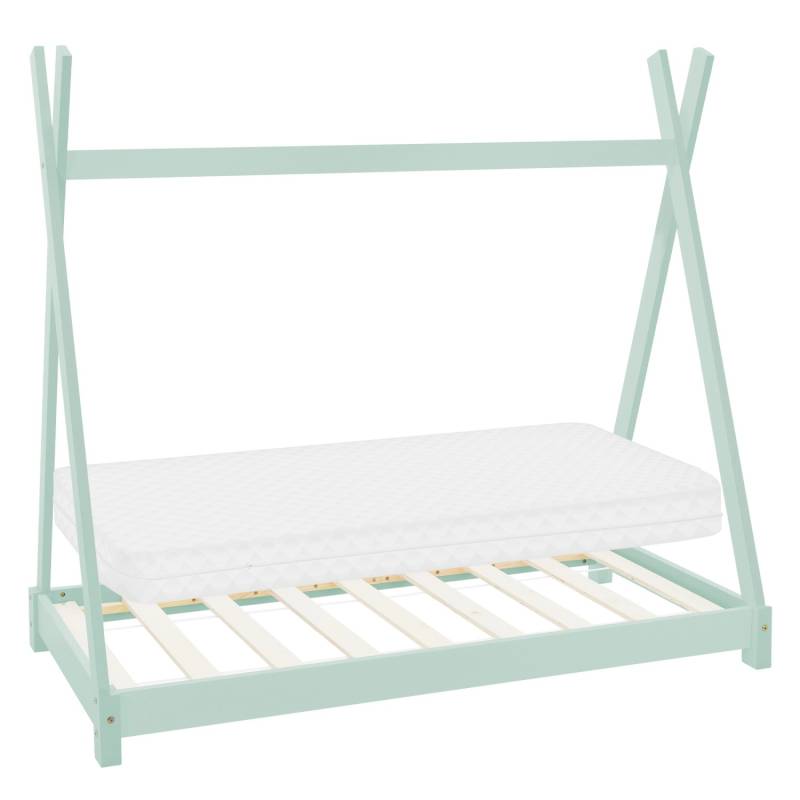 ML-Design Kinderbett Tipi 70x140 cm Mint mit Matratze und Lattenrost Massivholz von ML-Design