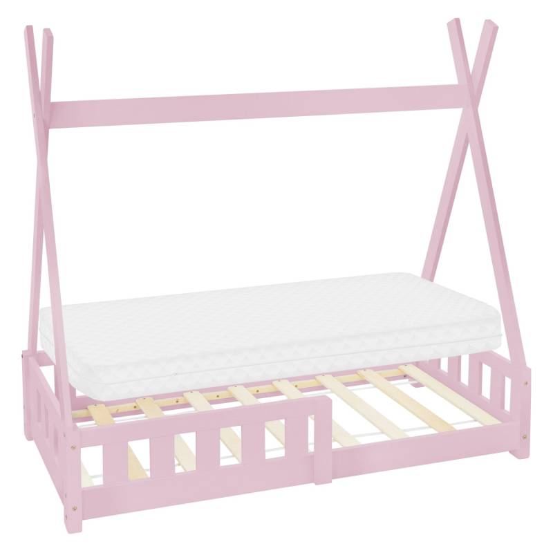 ML-Design Kinderbett Tipi 70x140 cm Rosa mit Matratze Rausfallschutz Lattenrost von ML-Design