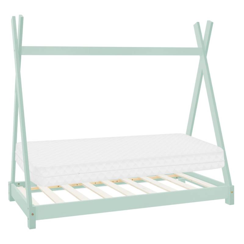 ML-Design Kinderbett Tipi 80x160 cm Mint mit Matratze und Lattenrost Massivholz von ML-Design