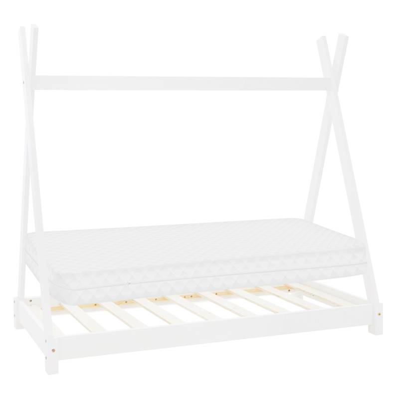 ML-Design Kinderbett Tipi 80x160 cm Weiß mit Matratze und Lattenrost Massivholz von ML-Design