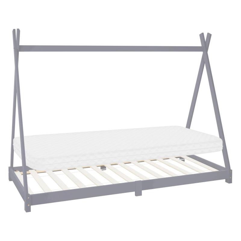 ML-Design Kinderbett Tipi 90x200 cm Hellgrau Lattenrost Matratze H10cm von ML-Design