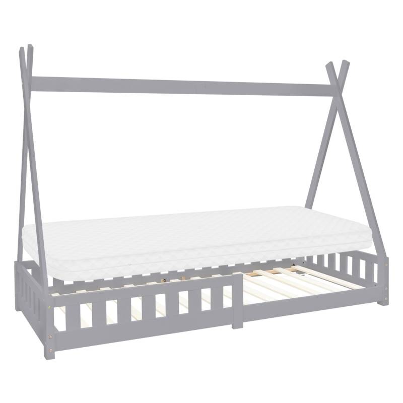 ML-Design Kinderbett Tipi 90x200 cm Hellgrau Matratze H10cm Lattenrost von ML-Design