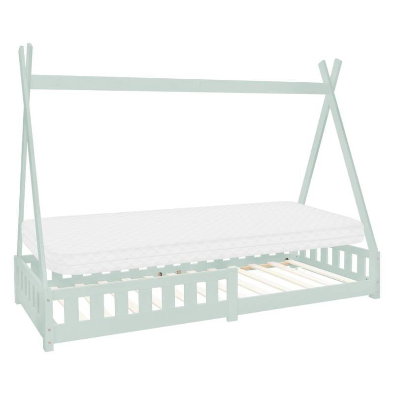 ML-Design Kinderbett Tipi 90x200 cm Mint mit Matratze H10cm Lattenrost von ML-Design