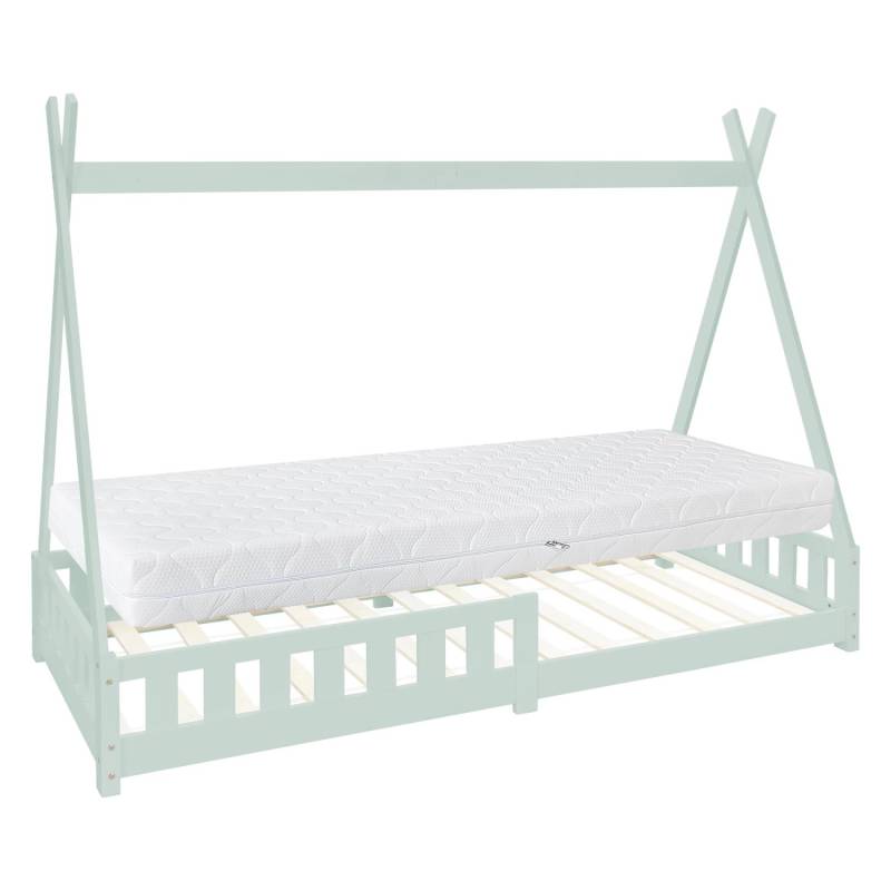 ML-Design Kinderbett Tipi Mint 90x200 cm Matratze H16cm Rausfallschutz von ML-Design