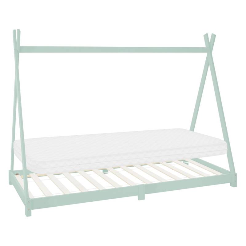 ML-Design Kinderbett Tipi Mint 90x200 cm mit Matratze H10cm Lattenrost von ML-Design