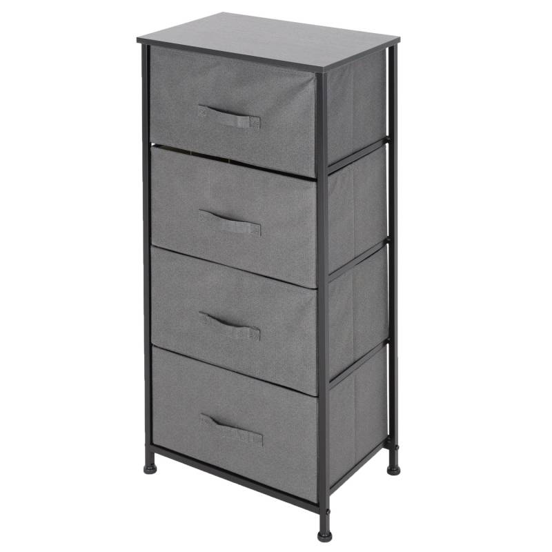 ML-Design Kommode aus Stoff mit 4 Schubladen 45x30x94cm Grau Metall MDF-Platte von ML-Design