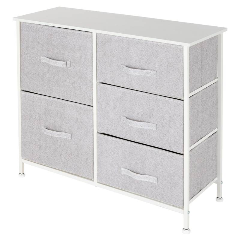 ML-Design Kommode aus Stoff mit 5 Schubladen 80x30x70 cm Weiß Metall MDF-Platte von ML-Design