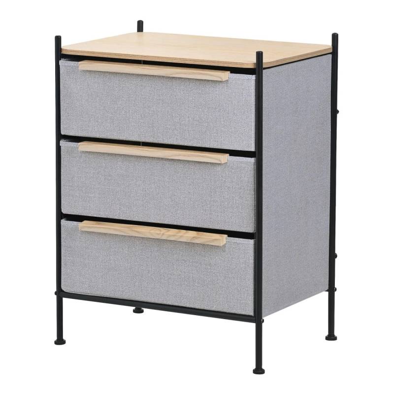 ML-Design Kommode mit 3 Schubladen aus Stoff 58x78x42,5 cm Grau von ML-Design