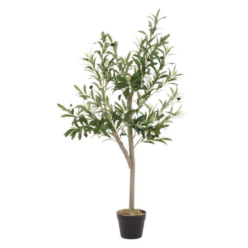 ML-Design Künstlicher Olivenbaum im Topf 120cm Groß mit Naturholzstamm von ML-Design