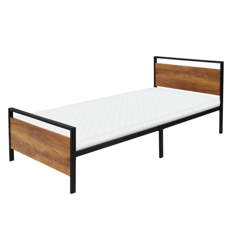 ML-Design Metallbett Schwarz-Braun 90x200 cm mit Matratze H10 cm von ML-Design