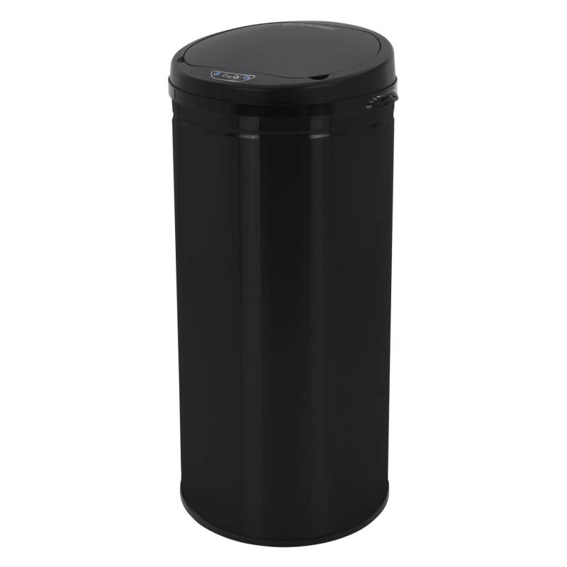 ML-Design Mülleimer mit Sensor 30L Edelstahl Schwarz Rund Automatisches Öffnen von ML-Design