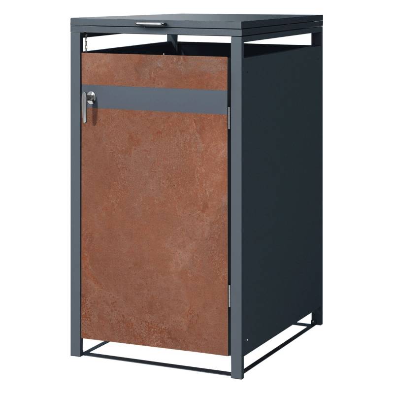 ML-Design Mülltonnenbox 1Er 240L 68x80x116,3 cm Anthrazit-Rostoptik Abschließbar von ML-Design