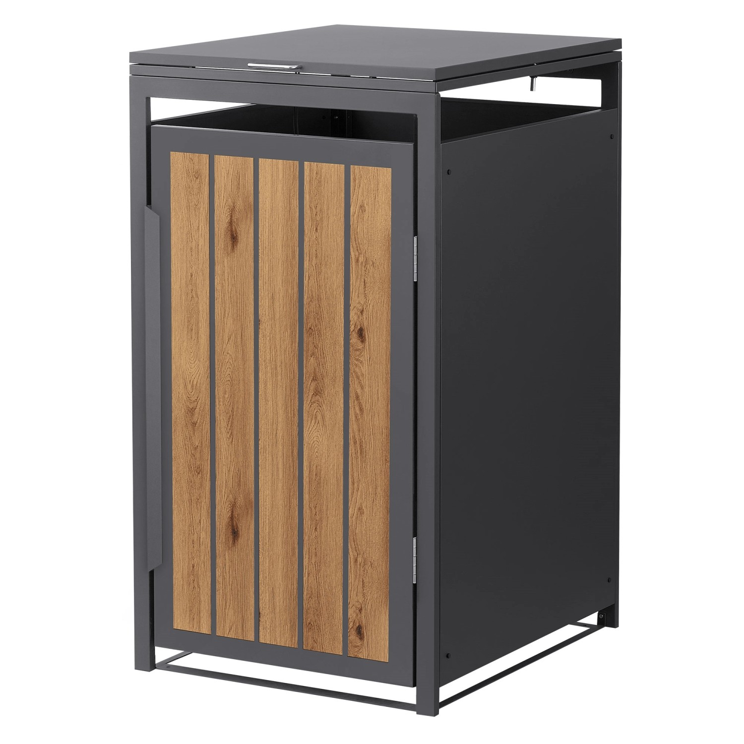 ML-Design Mülltonnenbox 1Er 240L Anthrazit-Holzoptik aus Stahl von ML-Design