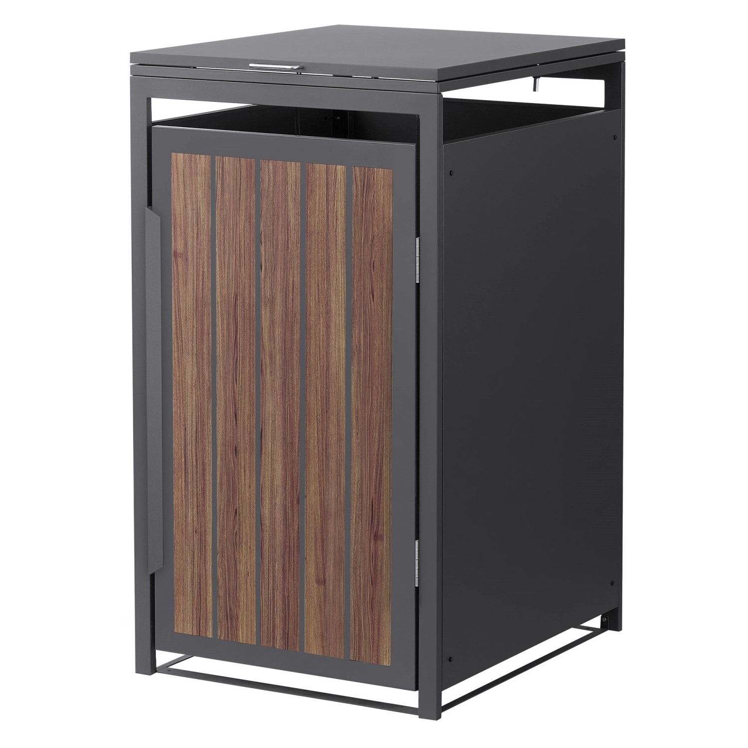 ML-Design Mülltonnenbox 1Er Anthrazit-Holzoptik aus Stahl 240L von ML-Design
