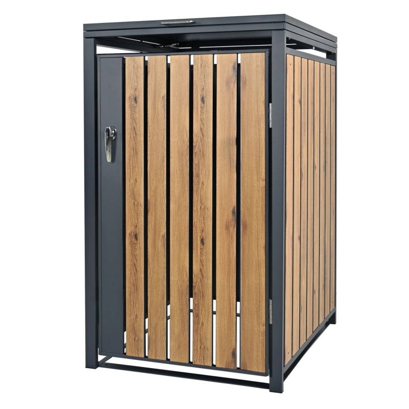 ML-Design Mülltonnenbox 1Er für 1 Tonne 240L 68x80x116,3cm Anthrazit-Eichenoptik von ML-Design