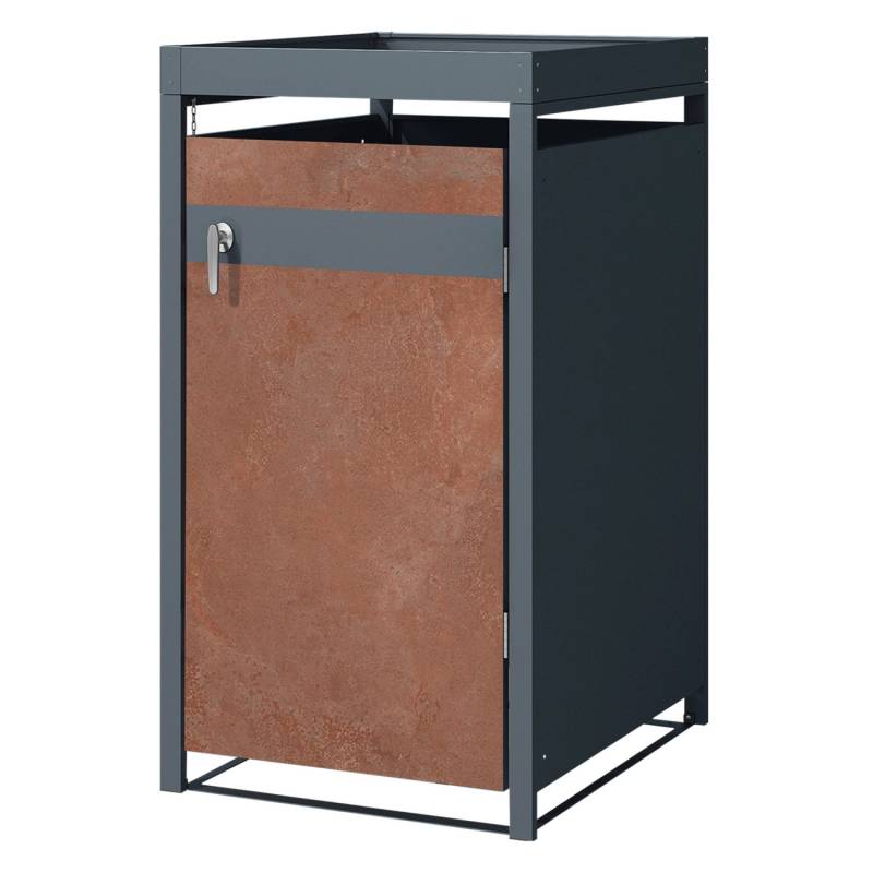 ML-Design Mülltonnenbox 1Er mit Pflanzdach 240L 68x80x124 cm Rost-Optik Stahl von ML-Design