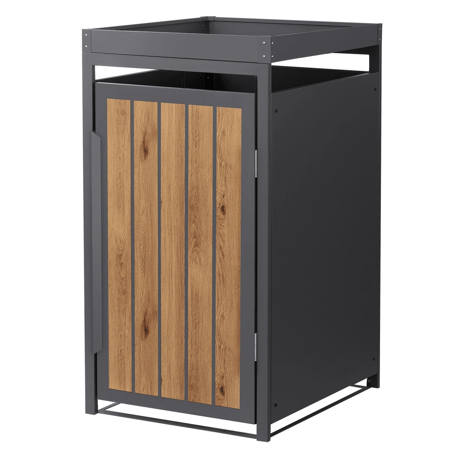 ML-Design Mülltonnenbox 1Er mit Pflanzdach 240L Anthrazit-Holzoptik von ML-Design