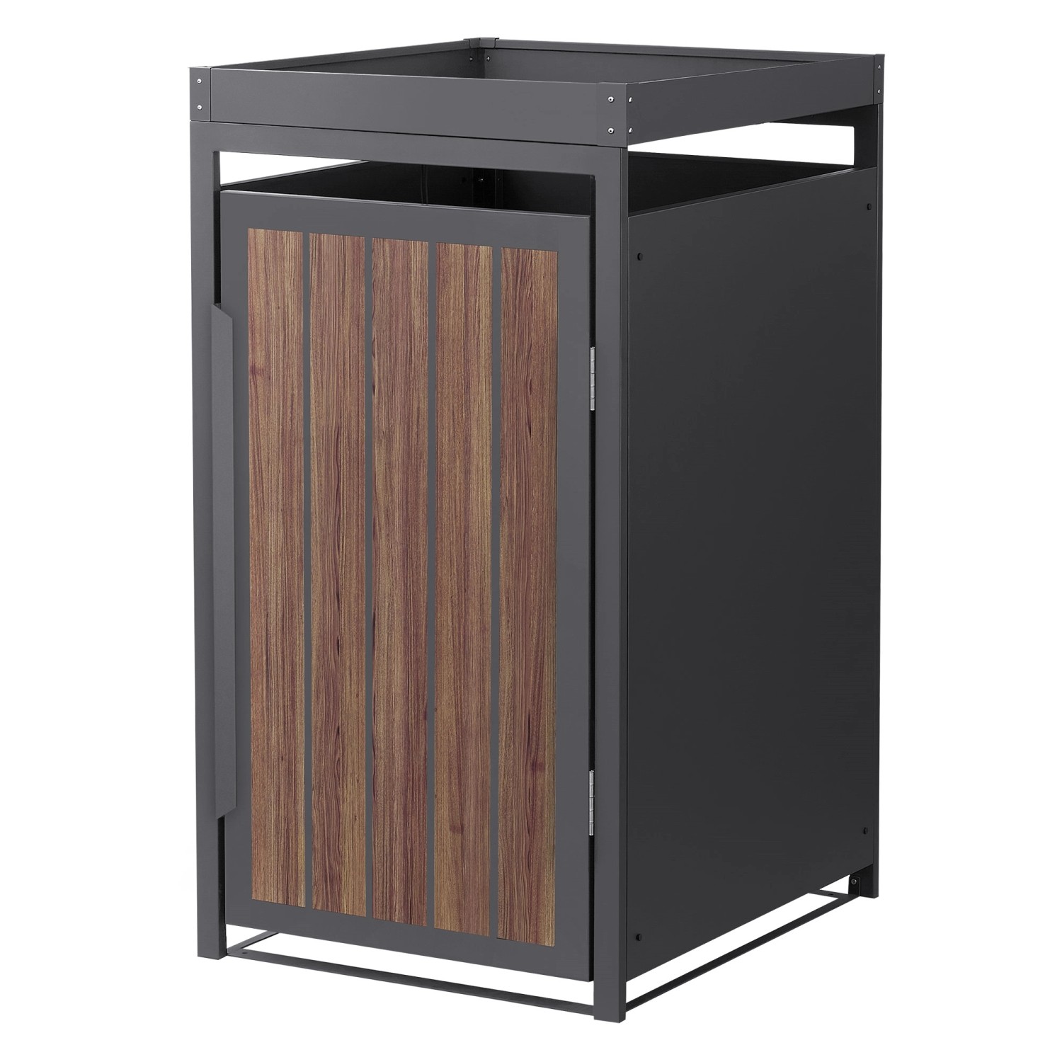 ML-Design Mülltonnenbox 1Er mit Pflanzdach Anthrazit-Holzoptik 240L von ML-Design