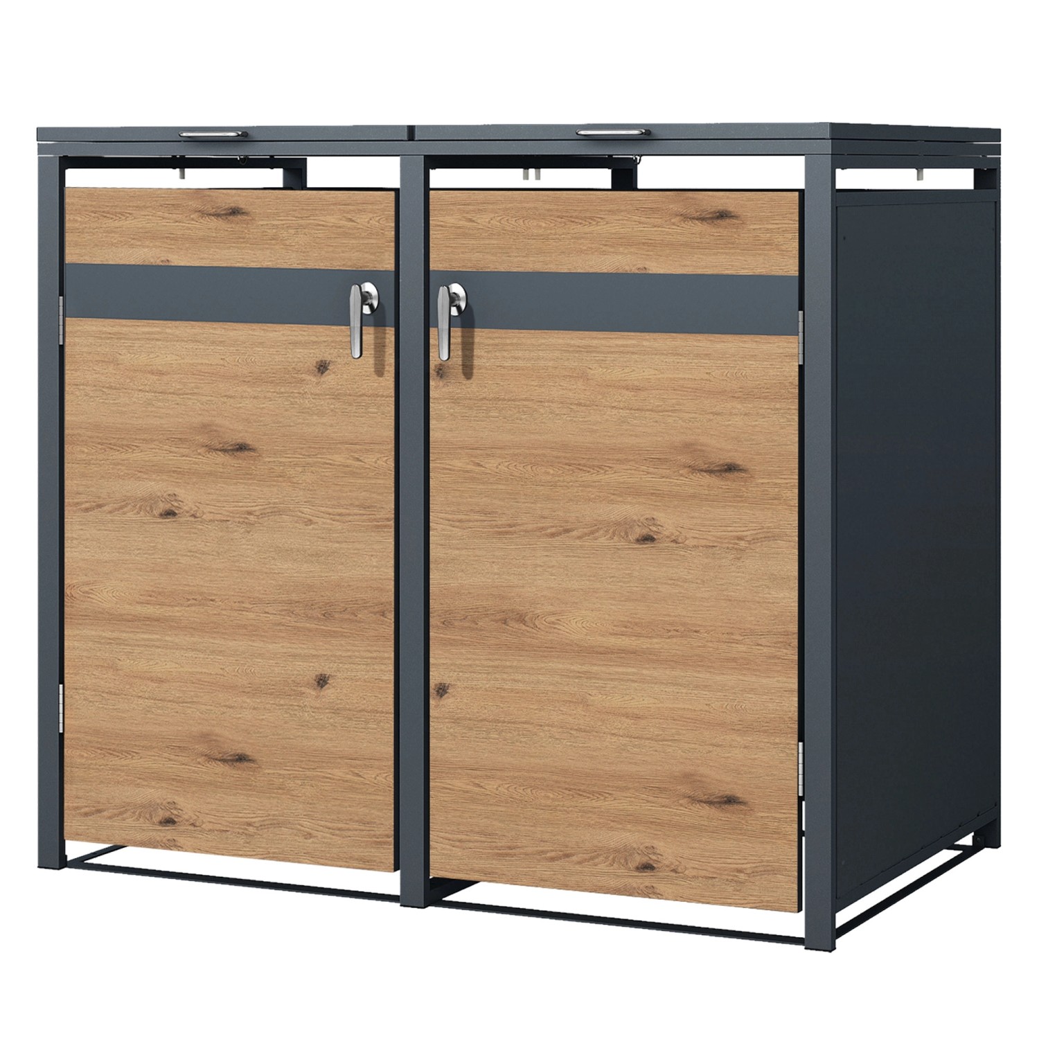 ML-Design Mülltonnenbox 2Er 132x80x116,3cm 240L Anthrazit-Eichenoptik ML-Design Mülltonnenbox 2Er 132x80x116,3cm 240L Anthrazit-Eichenoptik von ML-Design