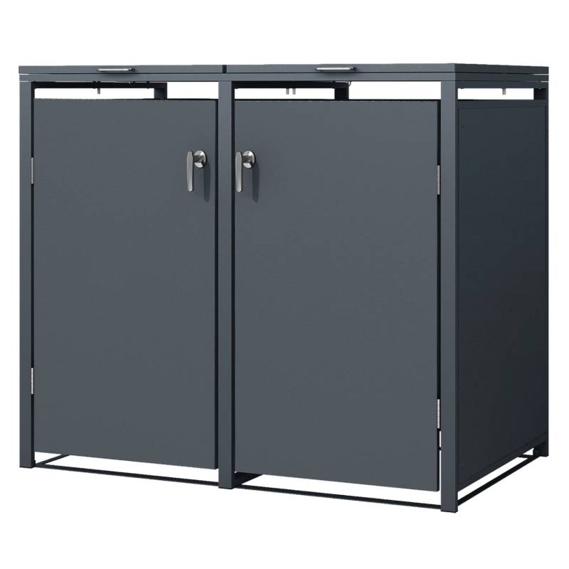 ML-Design Mülltonnenbox 2Er 240L Anthrazit 132x80x116,3 cm Stahl von ML-Design