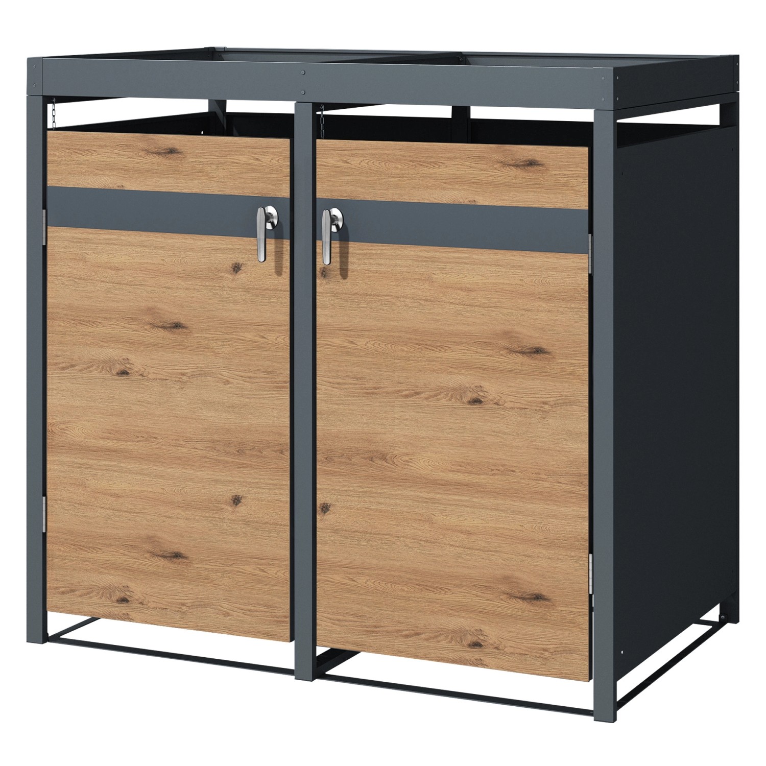 ML-Design Mülltonnenbox 2Er Pflanzdach 132x80x116,3cm Anthrazit-Eiche ML-Design Mülltonnenbox 2Er Pflanzdach 132x80x116,3cm Anthrazit-Eiche von ML-Design