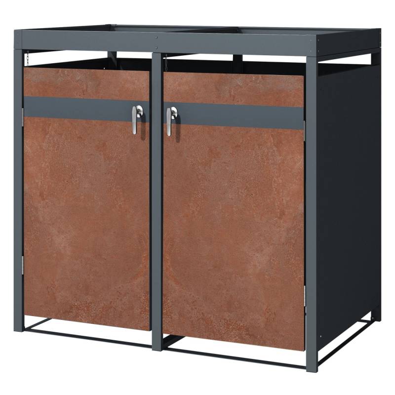 ML-Design Mülltonnenbox 2Er Pflanzdach 132x80x116,3cm Anthrazit-Rost von ML-Design
