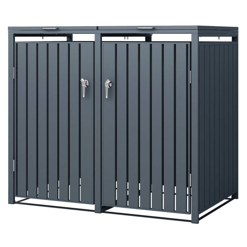 ML-Design Mülltonnenbox 2Er für 2 Tonnen 240L 132x80x116,3 cm Anthrazit Stahl von ML-Design