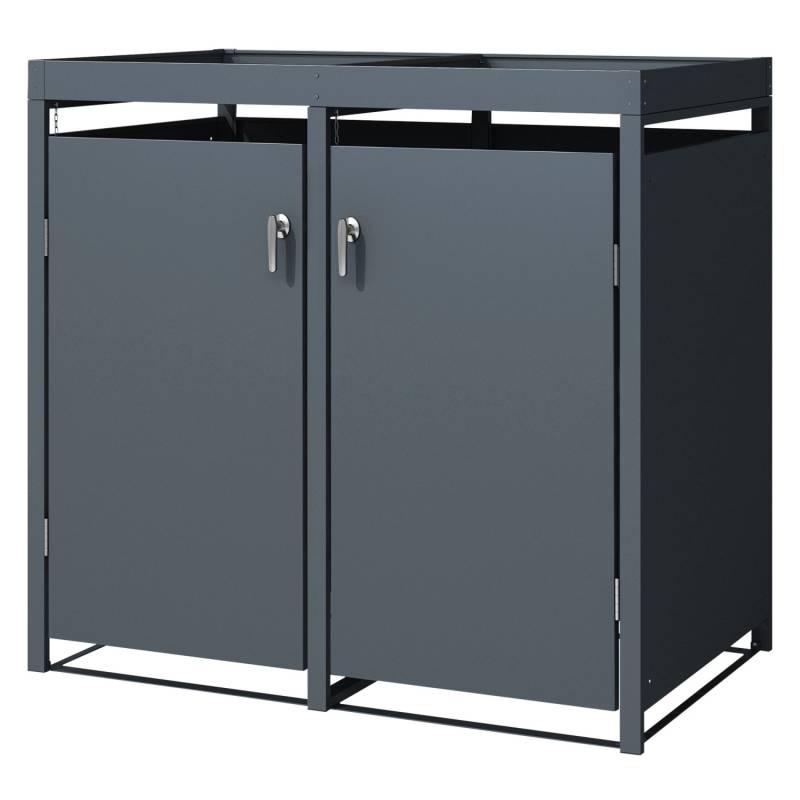 ML-Design Mülltonnenbox 2Er mit Pflanzdach 240L 132x80x124cm Anthrazit aus Stahl von ML-Design