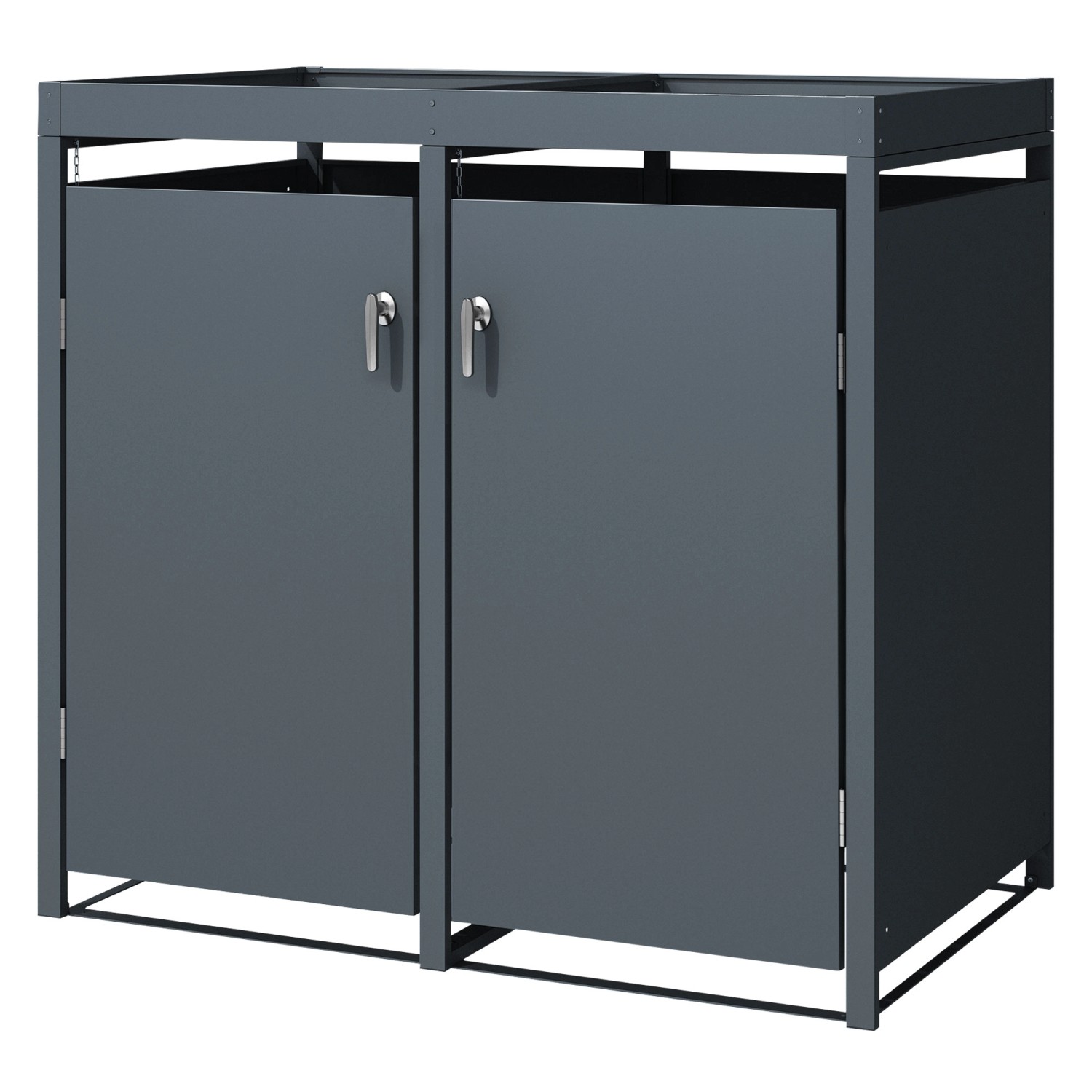 ML-Design Mülltonnenbox 2Er mit Pflanzdach 240L 132x80x124cm Anthrazit aus Stahl von ML-Design