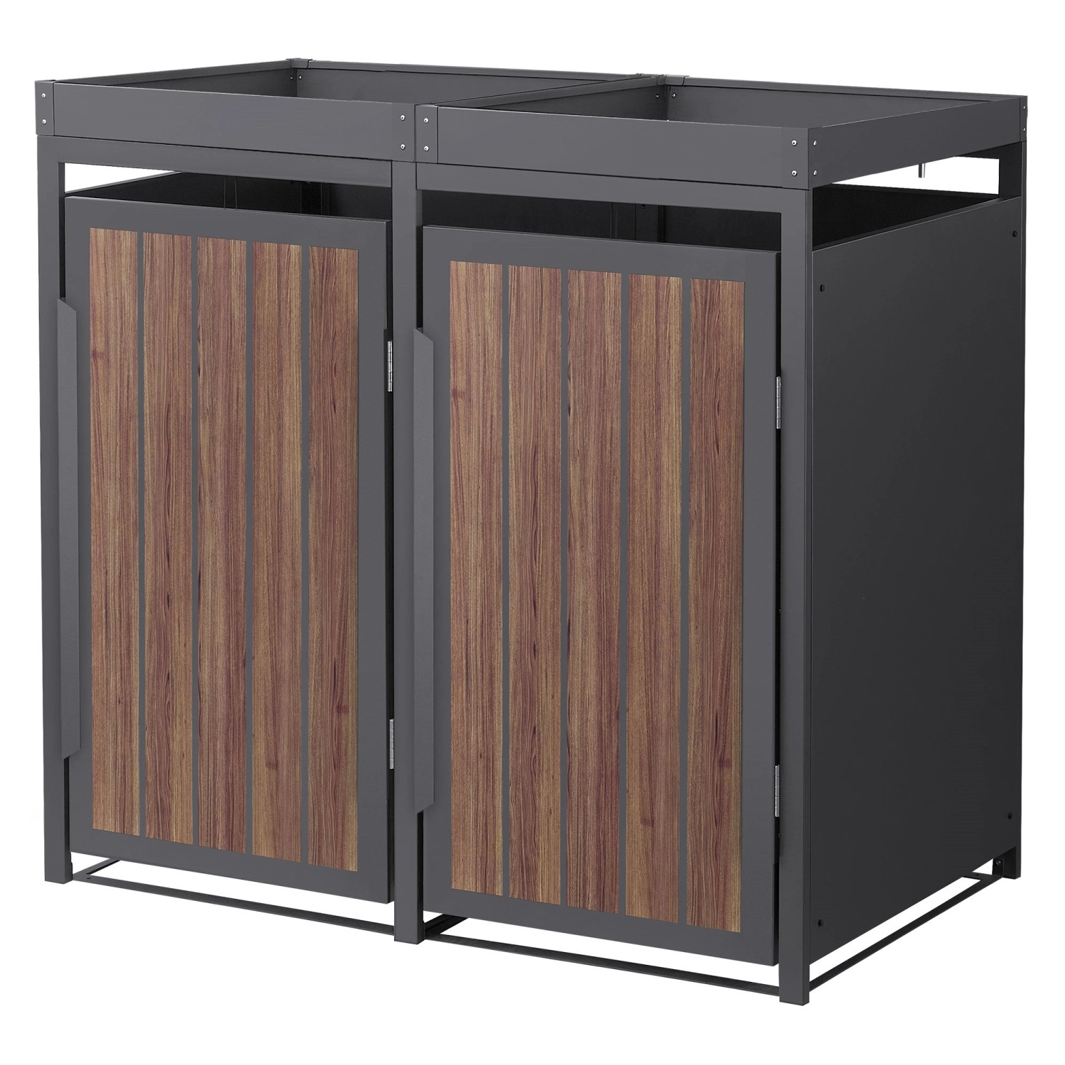 ML-Design Mülltonnenbox 2Er mit Pflanzdach Anthrazit-Holzoptik 240L von ML-Design
