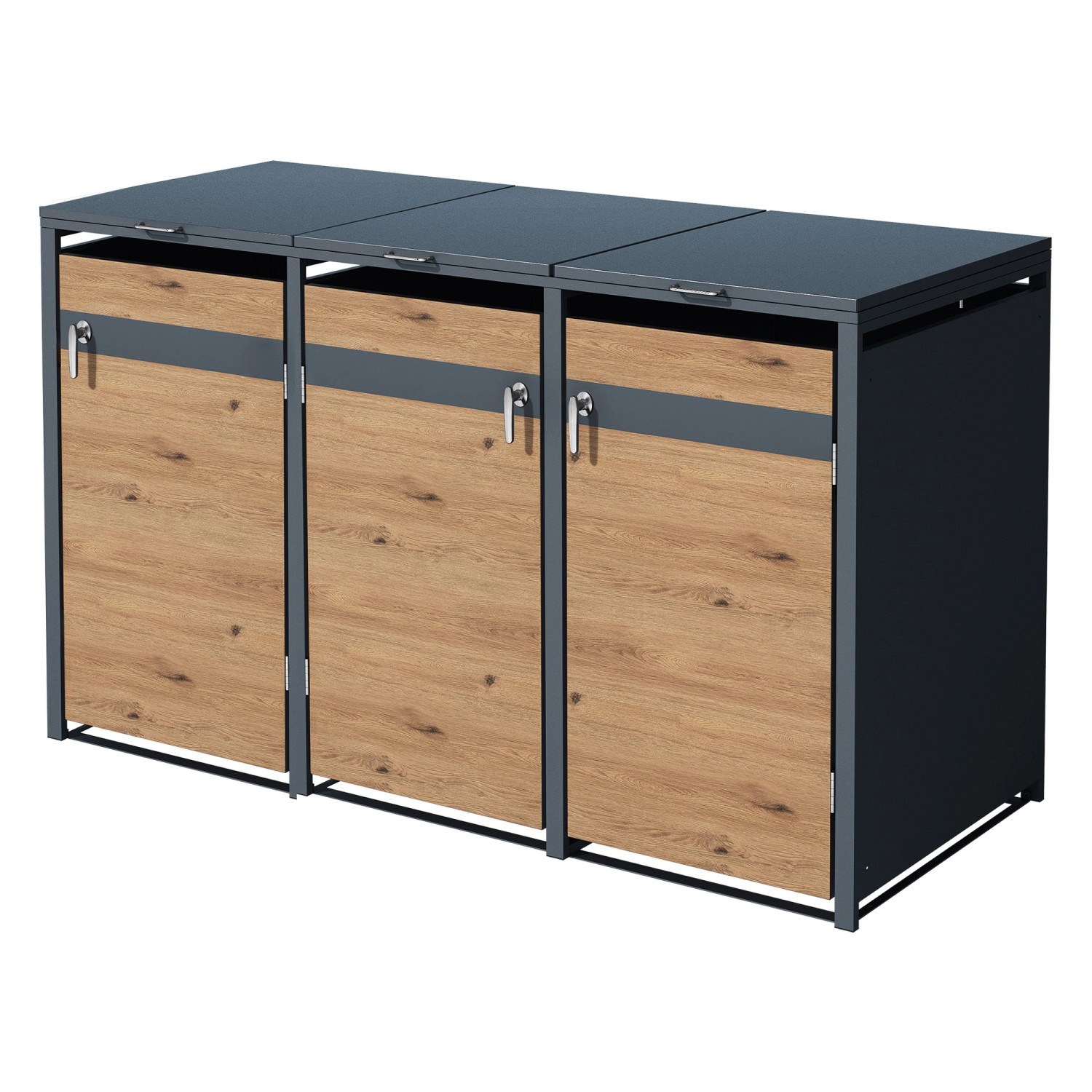 ML-Design Mülltonnenbox 3Er 200x80x116,3cm 240L Anthrazit-Eichenoptik ML-Design Mülltonnenbox 3Er 200x80x116,3cm 240L Anthrazit-Eichenoptik von ML-Design