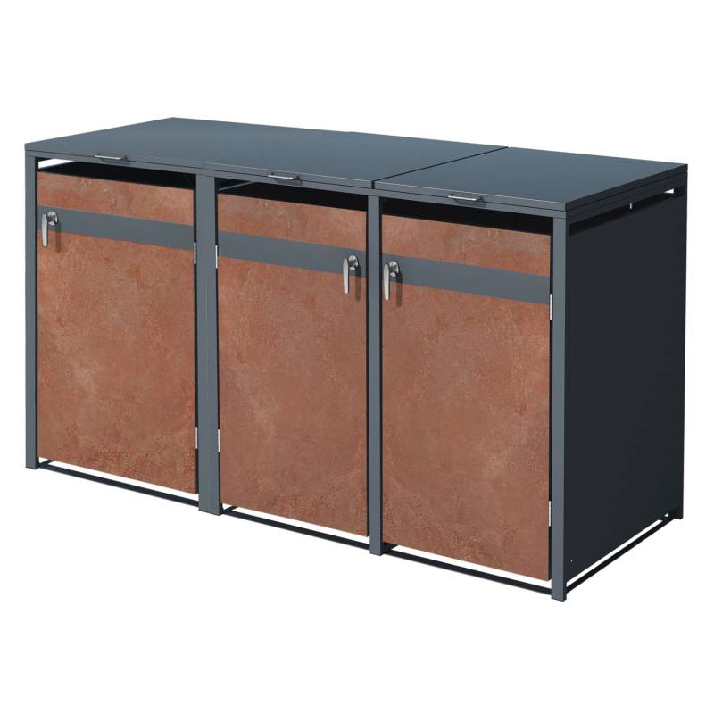 ML-Design Mülltonnenbox 3Er 240L 200x80x116,3cm Anthrazit-Rostoptik Abschließbar von ML-Design