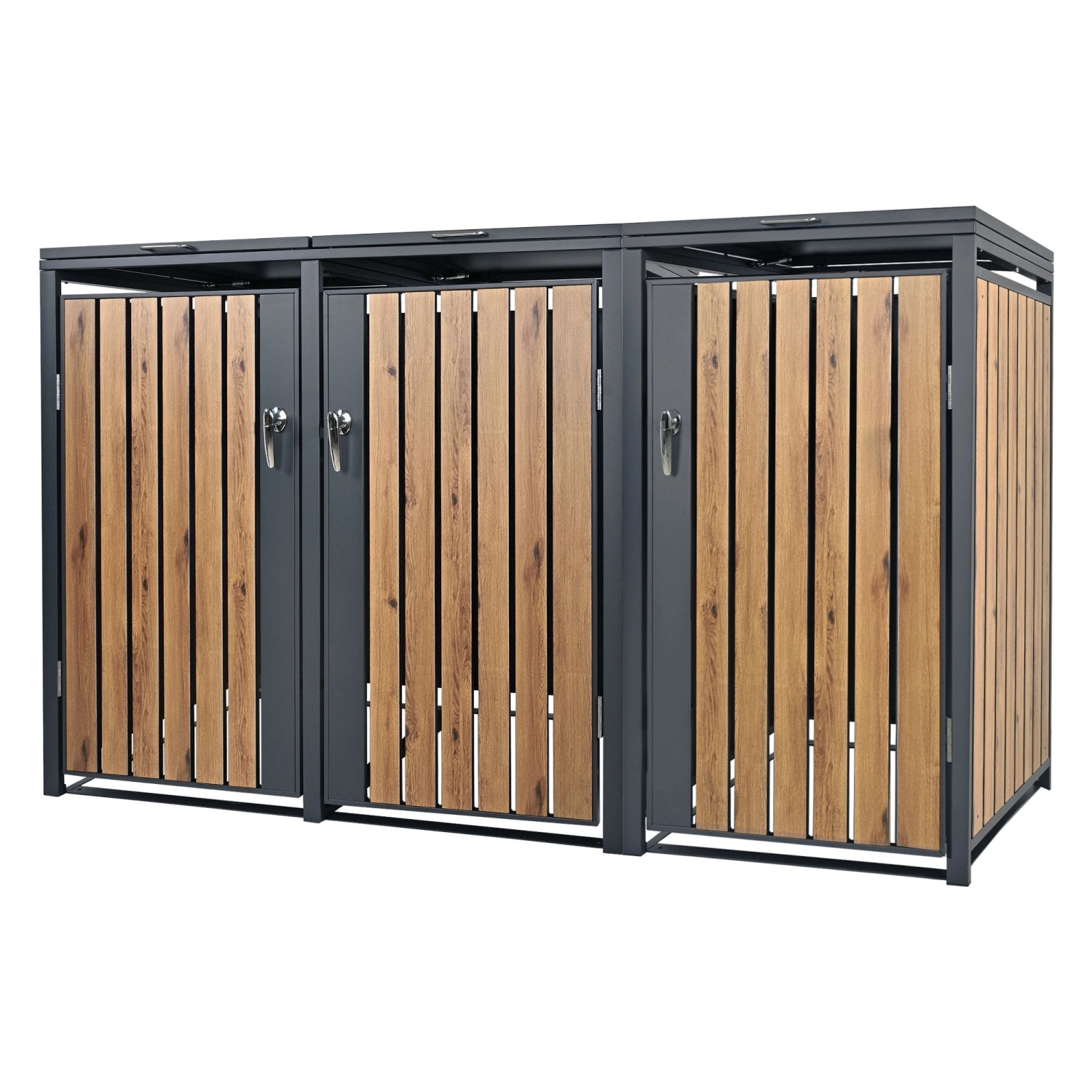ML-Design Mülltonnenbox 3Er 3 Tonnen 240L 200x80x116,3cm Anthrazit-Eichenoptik ML-Design Mülltonnenbox 3Er 3 Tonnen 240L 200x80x116,3cm Anthrazit-Eichenoptik von ML-Design