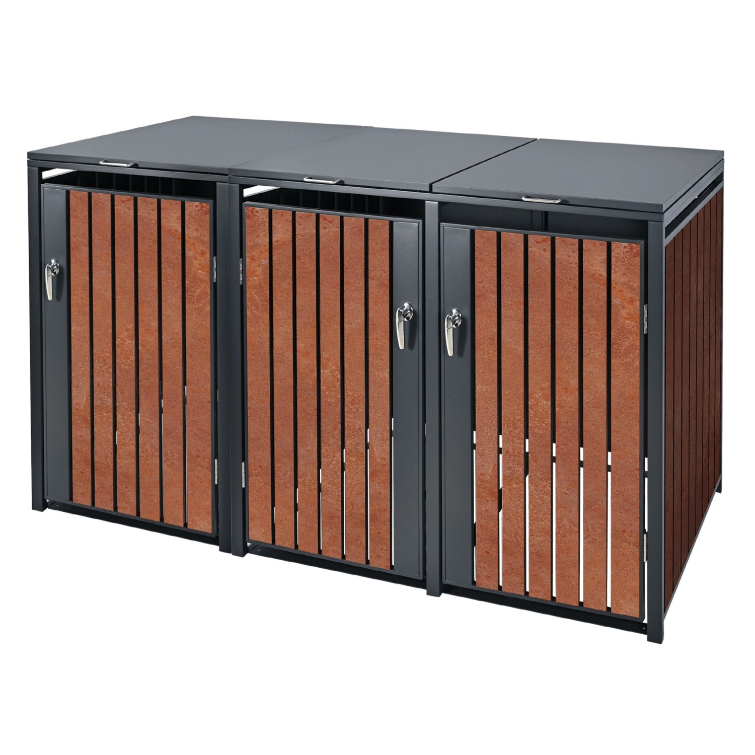 ML-Design Mülltonnenbox 3Er 3 Tonnen 240L 200x80x116,3cm Anthrazit-Rostoptik ML-Design Mülltonnenbox 3Er 3 Tonnen 240L 200x80x116,3cm Anthrazit-Rostoptik von ML-Design