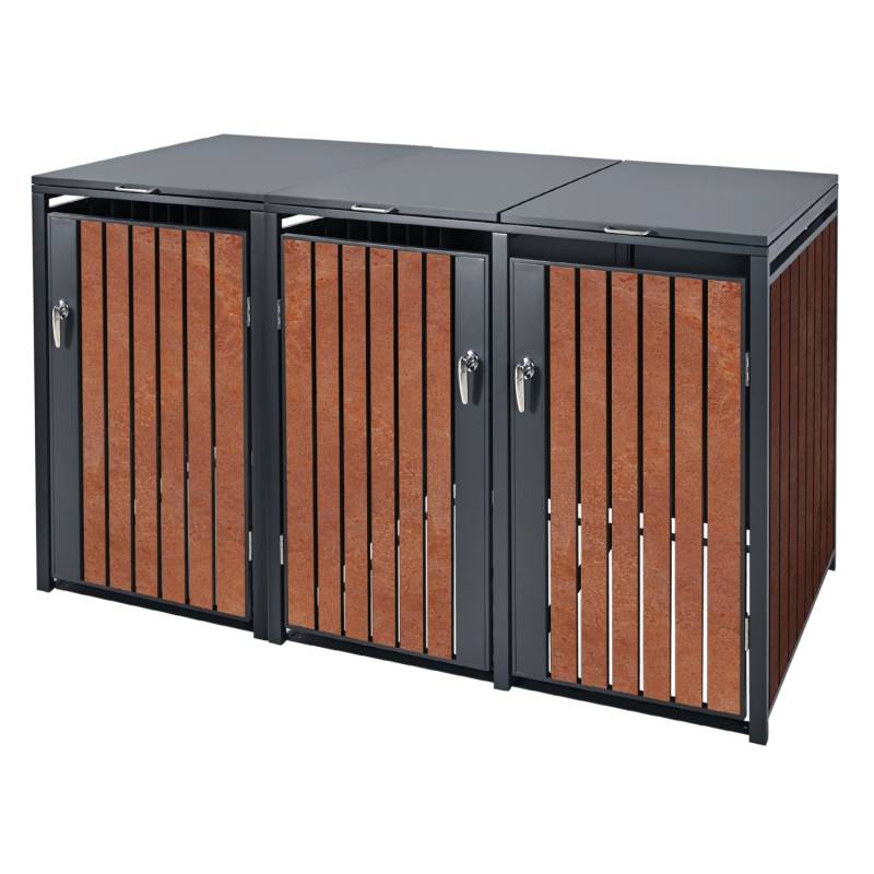 ML-Design Mülltonnenbox 3Er 3 Tonnen 240L 200x80x116,3cm Anthrazit-Rostoptik ML-Design Mülltonnenbox 3Er 3 Tonnen 240L 200x80x116,3cm Anthrazit-Rostoptik von ML-Design